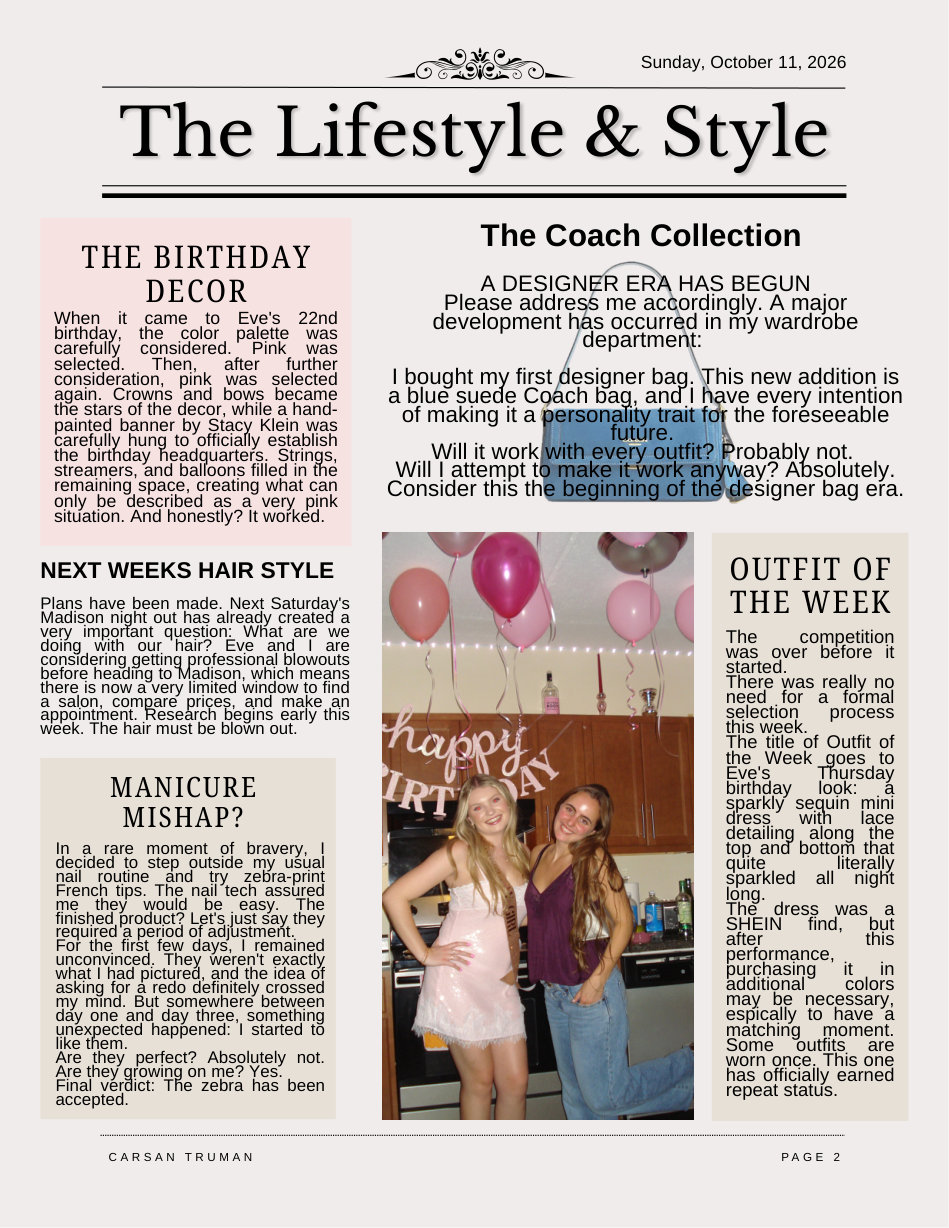 Lifestyle and Style page